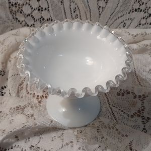 Fenton Silver Crest Double Ruffled Compote Dish